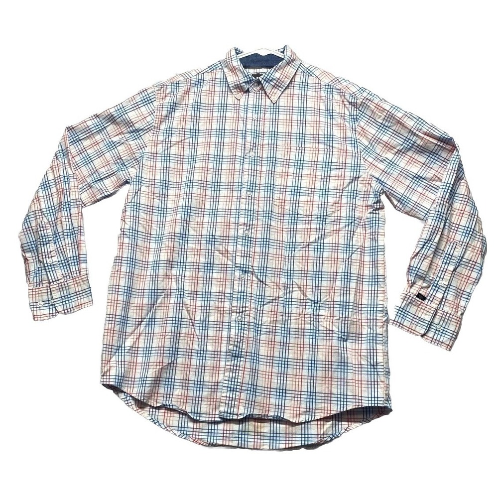 Ely Cattleman Black Label Shirt Mens Medium Multicolor Plaid Pleated Button Down
